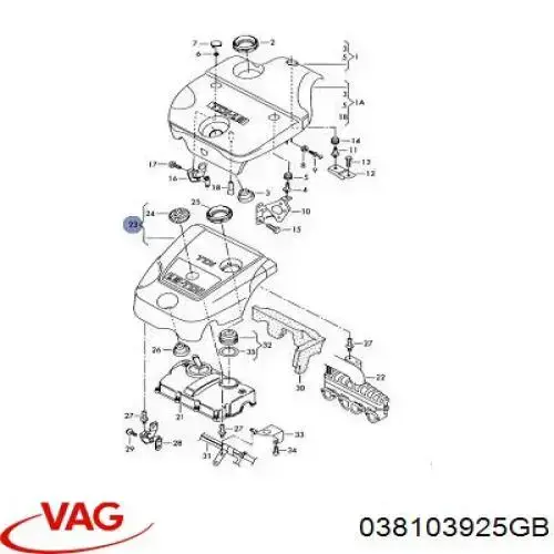 038103925GB VAG cubierta de motor decorativa