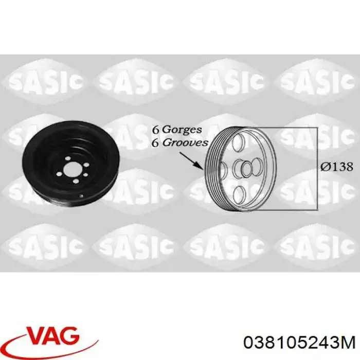 Polea del cigüeñal VAG 038105243M precio, desde 47,29 EUR
