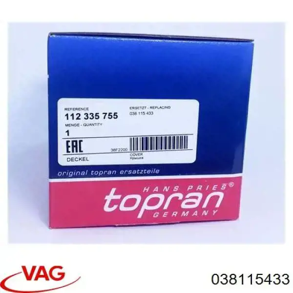 Tapa del filtro de aceite 038115433 VAG