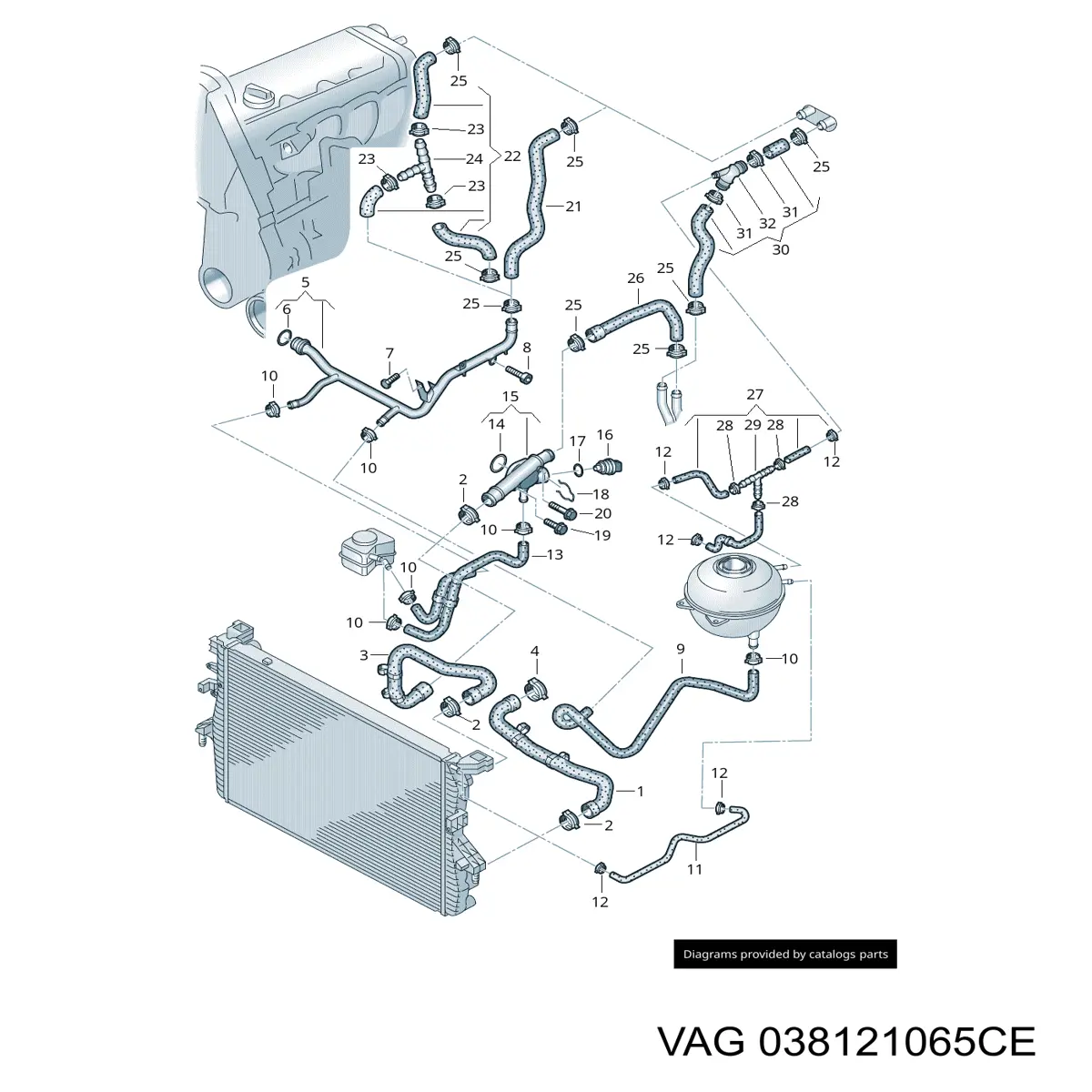 Manguito de líquido refrigerante VAG 038121065CE precio, desde 31,77 EUR