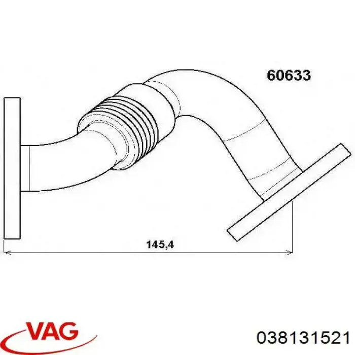 Tubo del sistema de recirculación de gases de escape EGR 038131521 VAG