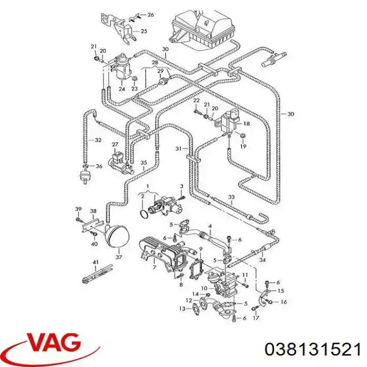 Comprar 038131521 VAG Tubo del sistema de recirculación de gases de escape EGR