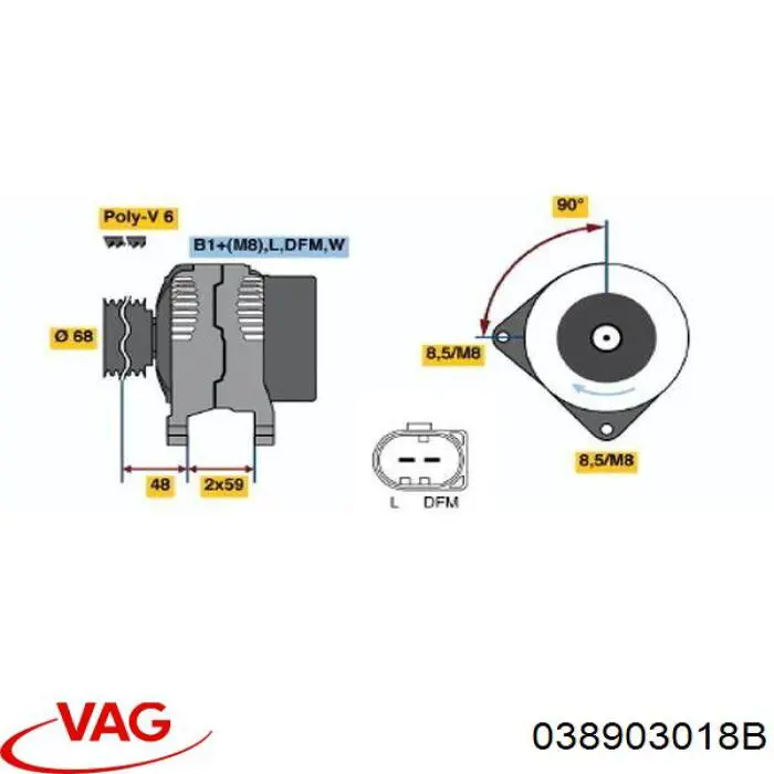 Alternador 038903018B VAG
