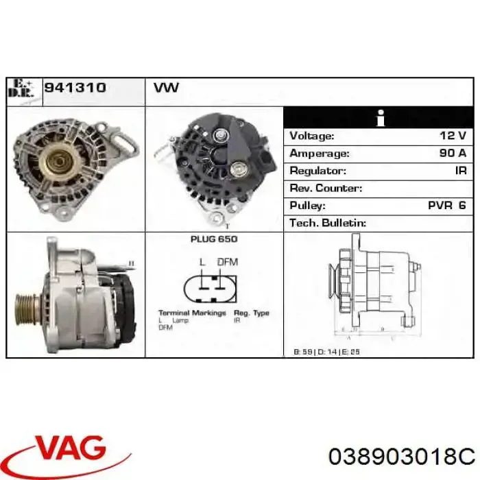 038903018C VAG alternador