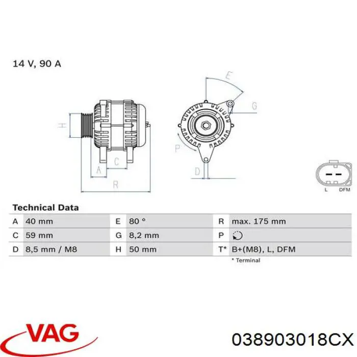 038903018CX VAG alternador