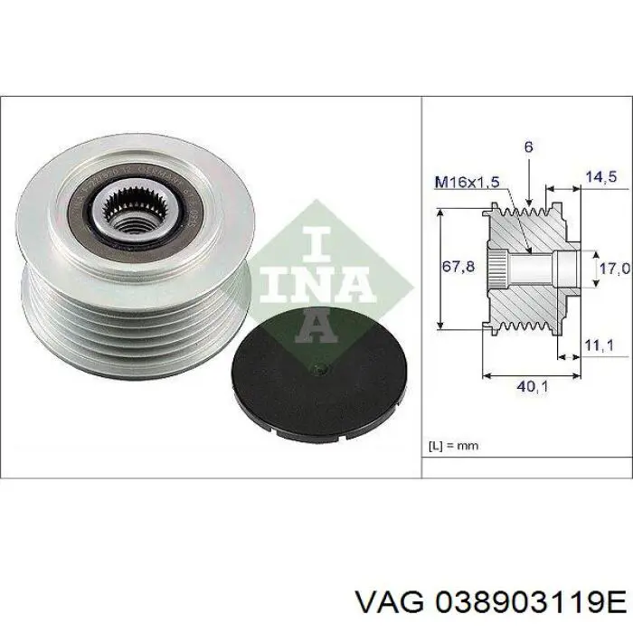 Polea rueda libre VAG 038903119E precio, desde 117,29 EUR