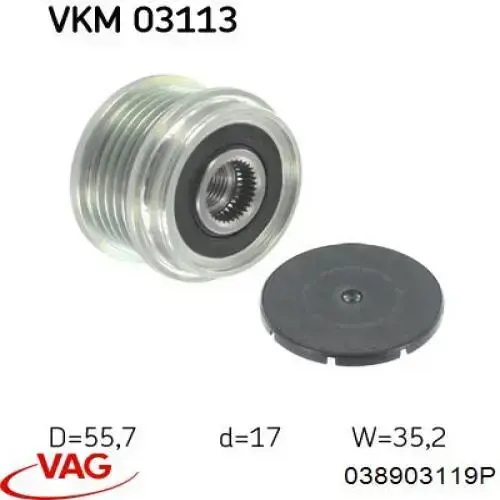 Polea alternador 038903119P VAG