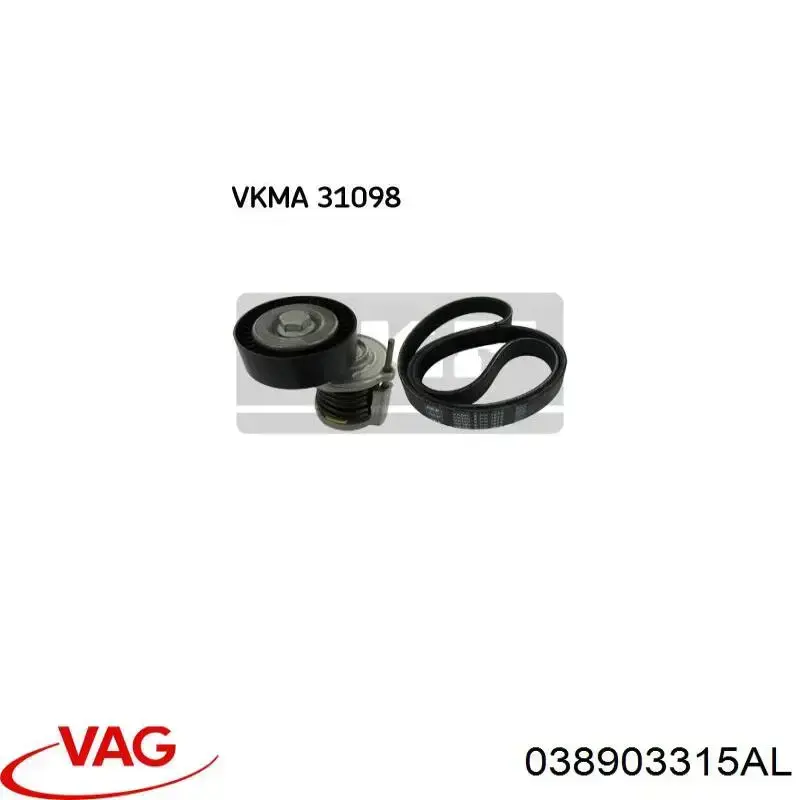 Tensor de la correa trapecial poli v VAG 038903315AL