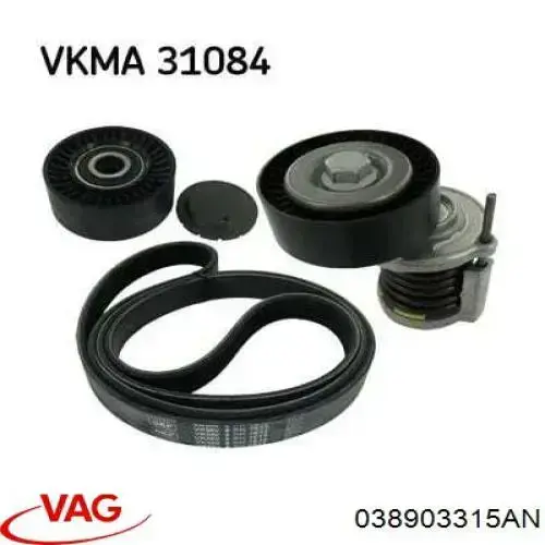 Tensor de correa, correa poli V Volkswagen Tiguan 1 5N1, 5N2