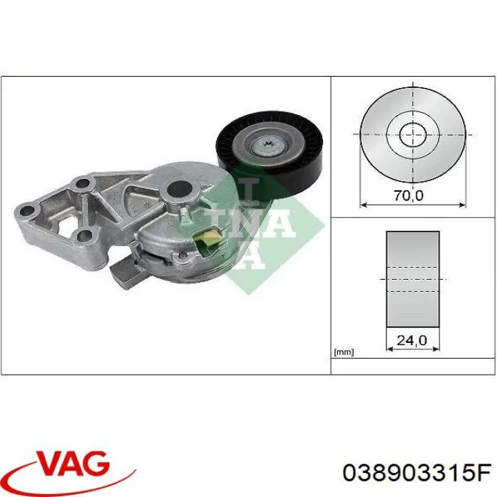 Tensor de correa poli V 038903315F VAG