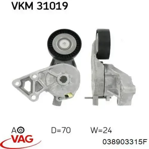 Comprar 038903315F VAG Tensor de correa poli V 