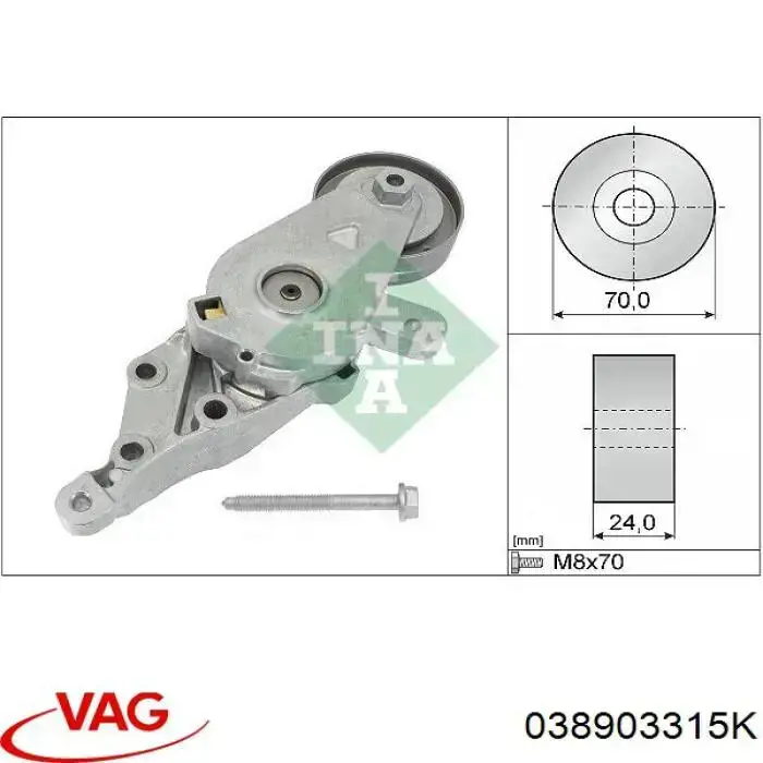 Comprar 038903315K VAG Tensor de correa poli V 