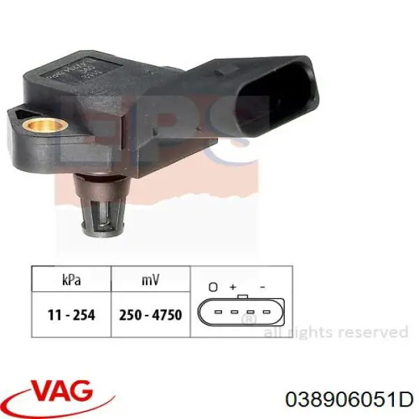 Sensor de presión de sobrealimentación 038906051D VAG