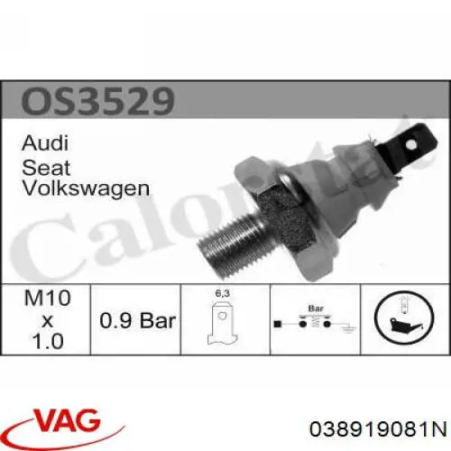 Manómetro de presión de aceite VAG 038919081N precio, desde 5,36 EUR