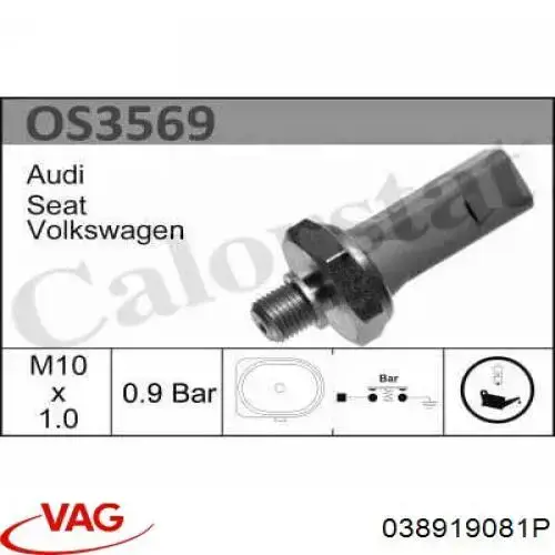 Sensor de presión de aceite 038919081P VAG