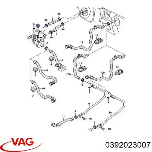 0392023007 VAG Valvula del calefactor