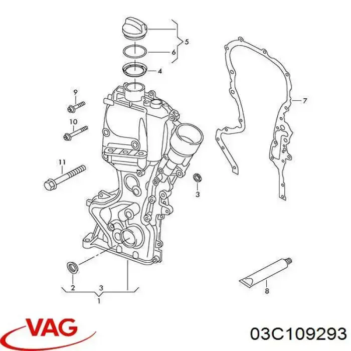 Junta de tapa frontal del motor VAG 03C109293A precio, desde 2,74 EUR