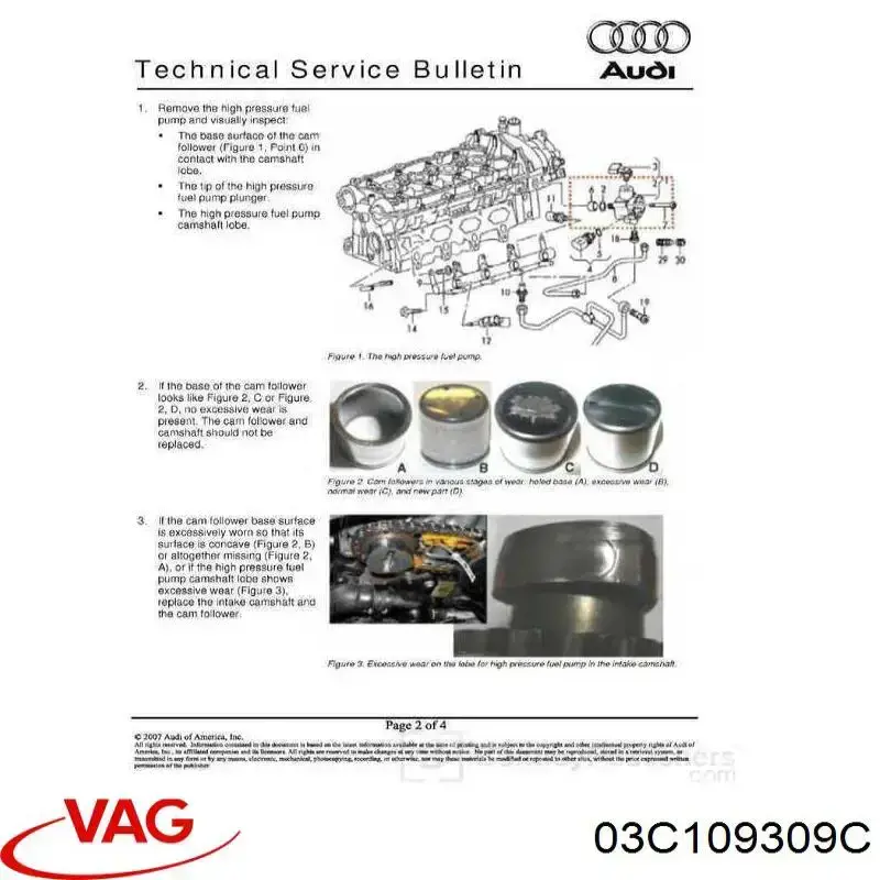 Empujador de la bomba de combustible VAG 03C109309C precio, desde  EUR