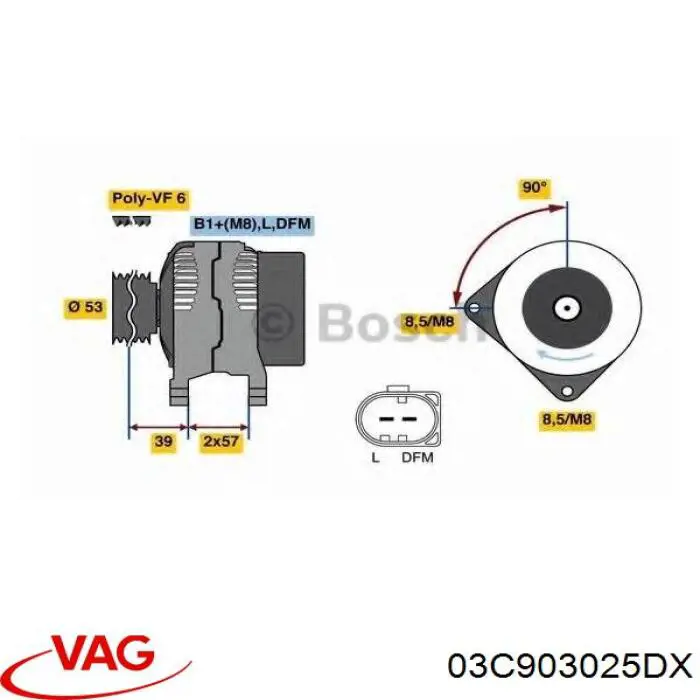 Alternador del motor VAG 03C903025DX precio, desde 76,96 EUR