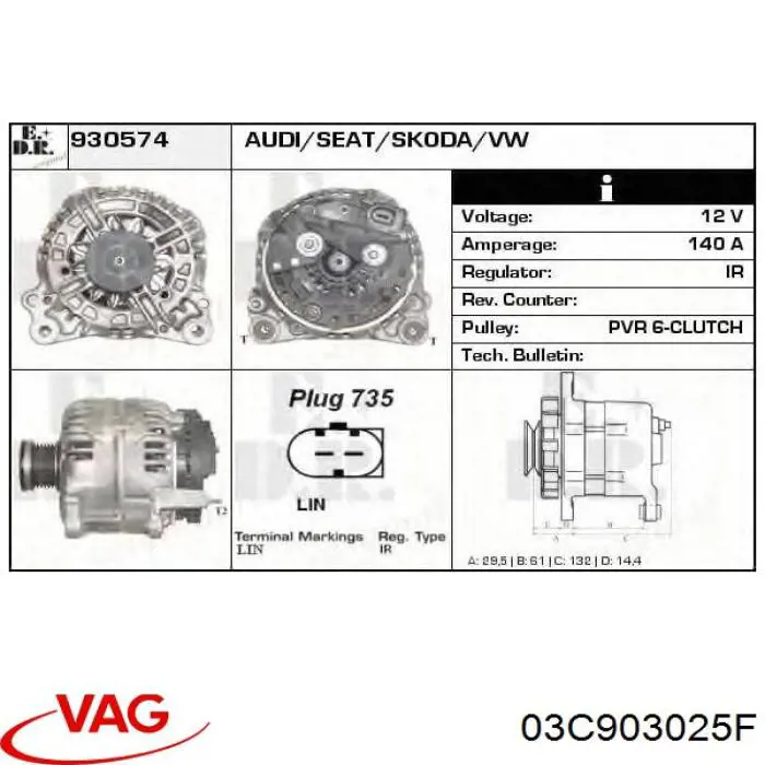 Comprar 03C903025F VAG Dynamo