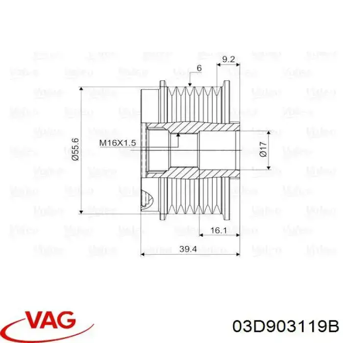 Polea rueda libre VAG 03D903119B precio, desde 58,40 EUR