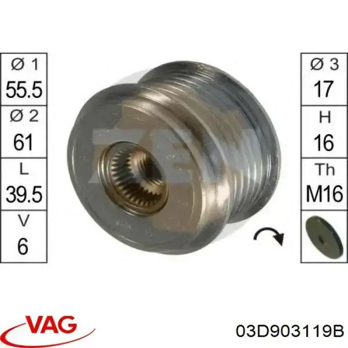 03D903119B VAG Rueda libre alternador 