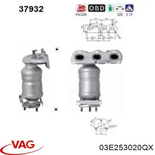 Comprar 03E253020QX VAG Catalizador