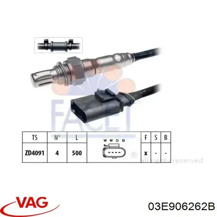 Sensor de oxígeno previo al catalizador VAG 03E906262B precio, desde 61,74 EUR