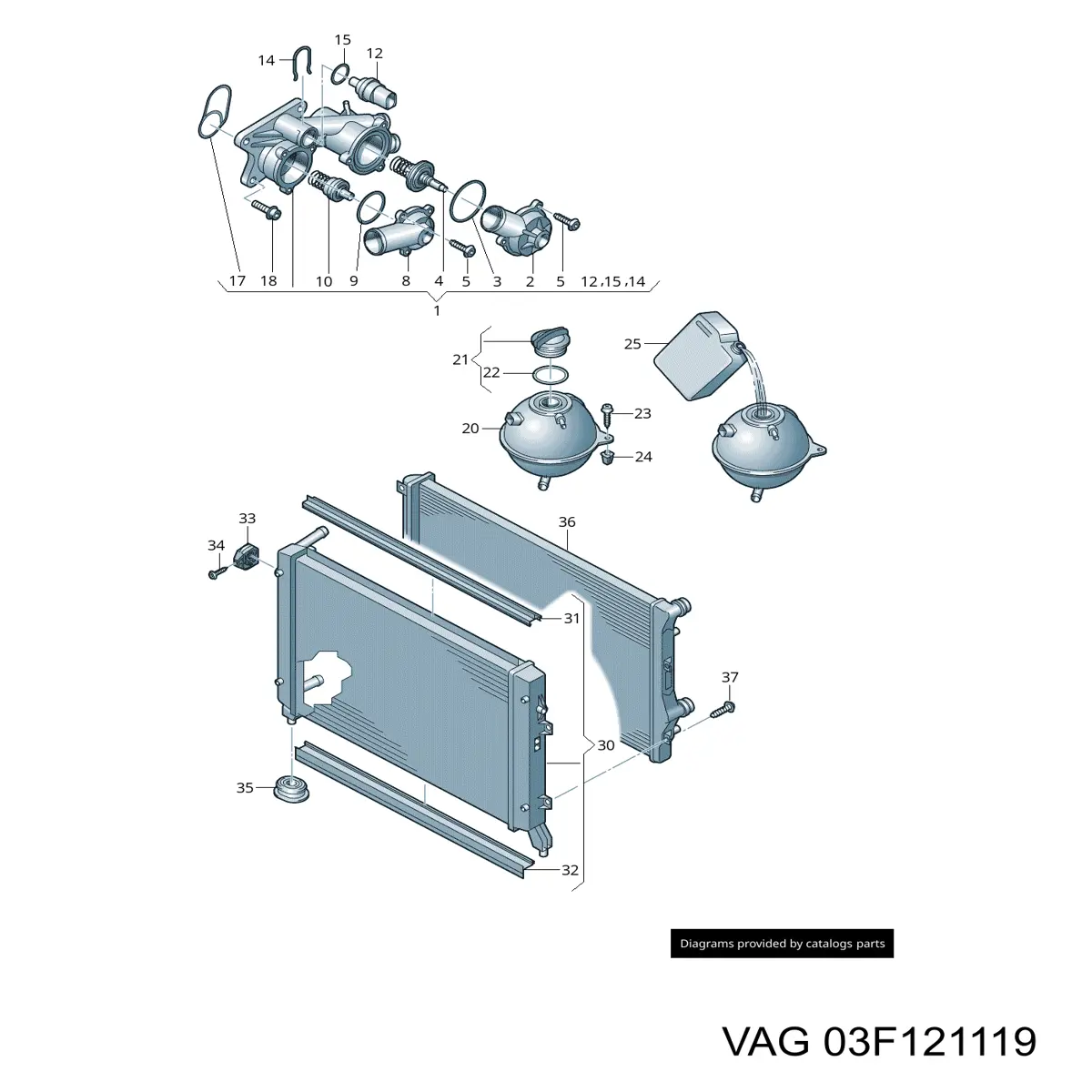 Comprar 03F121119 VAG Junta de la carcasa del termostato