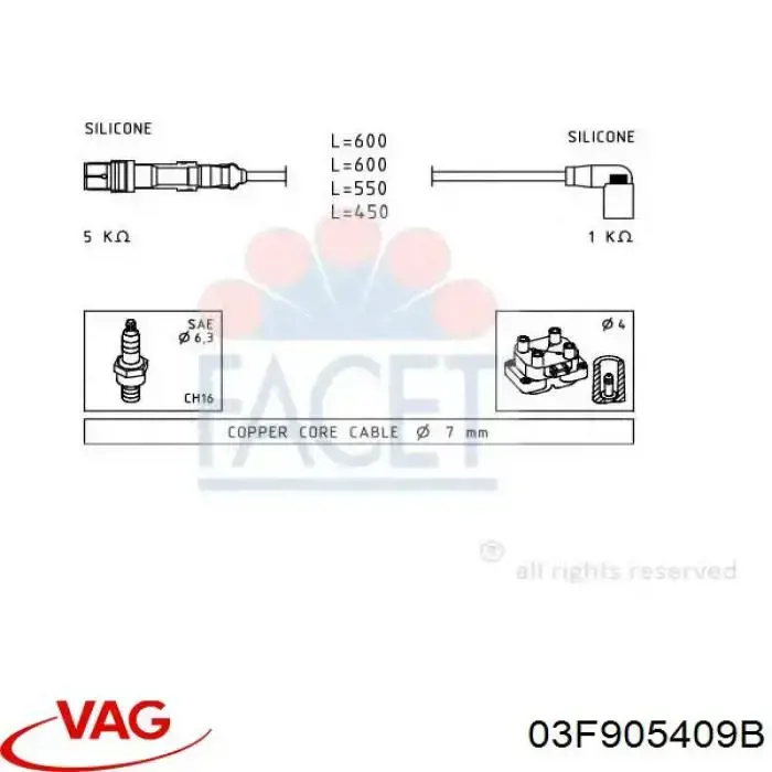 Cables de bujías 03F905409B VAG