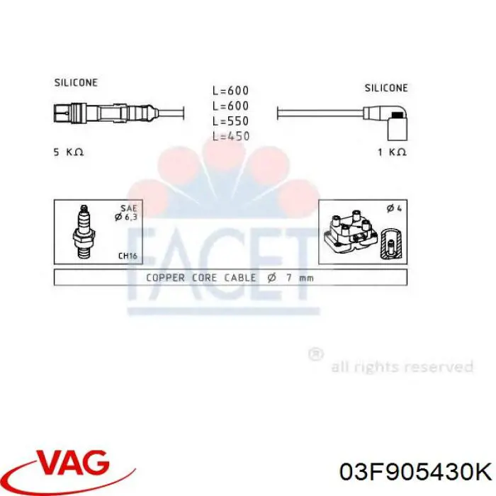 Cables de bujías 03F905430K VAG