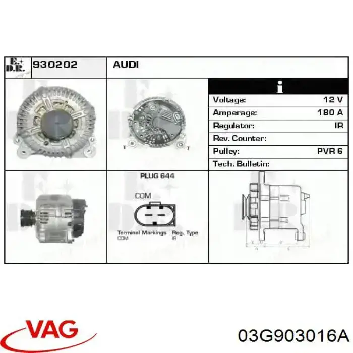 Alternador del motor VAG 03G903016AV precio, desde 140,84 EUR