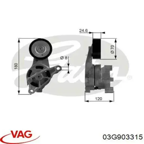 Tensor de correa poli V 03G903315 VAG