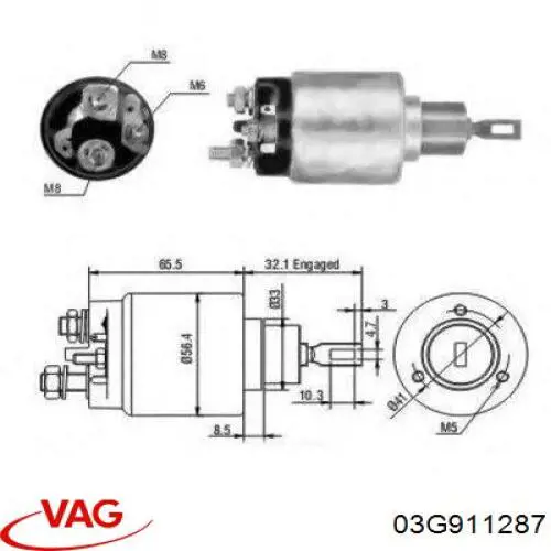 03G911287 VAG Solenoide arranque