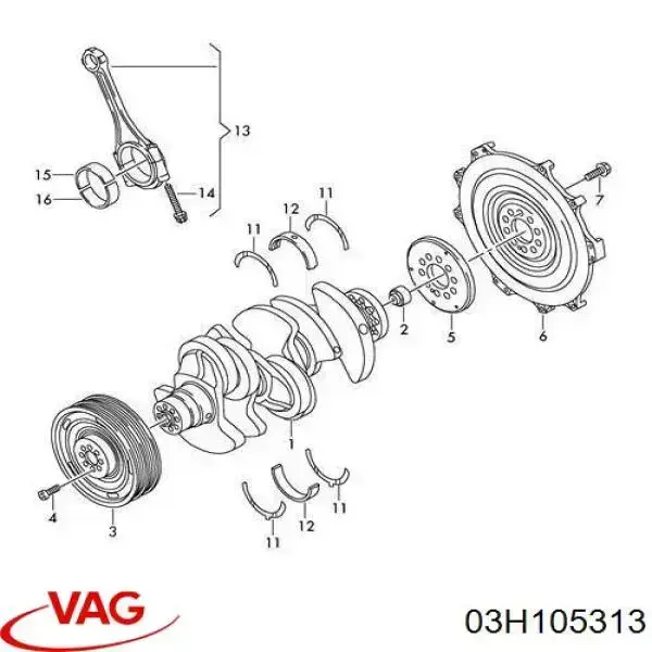 Cojinete piloto del cigüeñal VAG 03H105313 precio, desde 54,42 EUR
