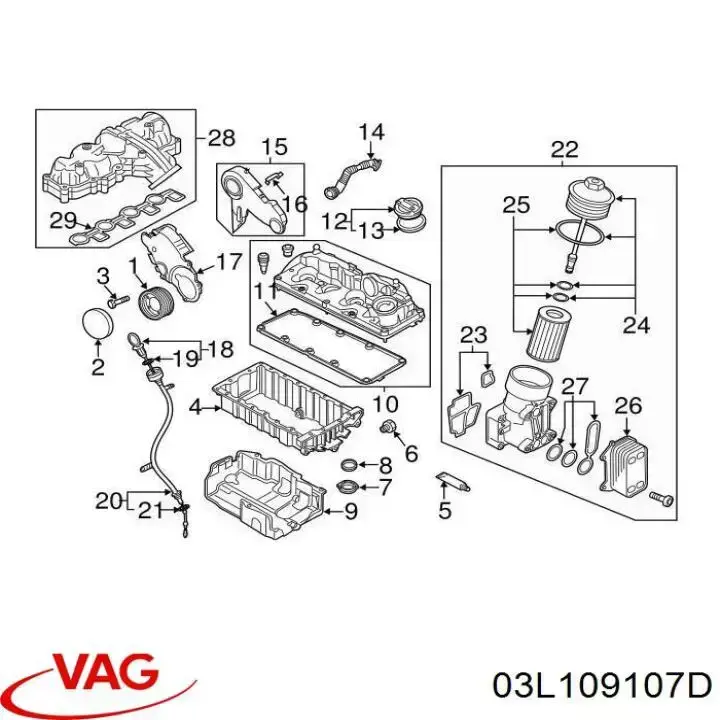 Cubierta superior de la correa de distribución VAG 03L109107D precio, desde 26,05 EUR