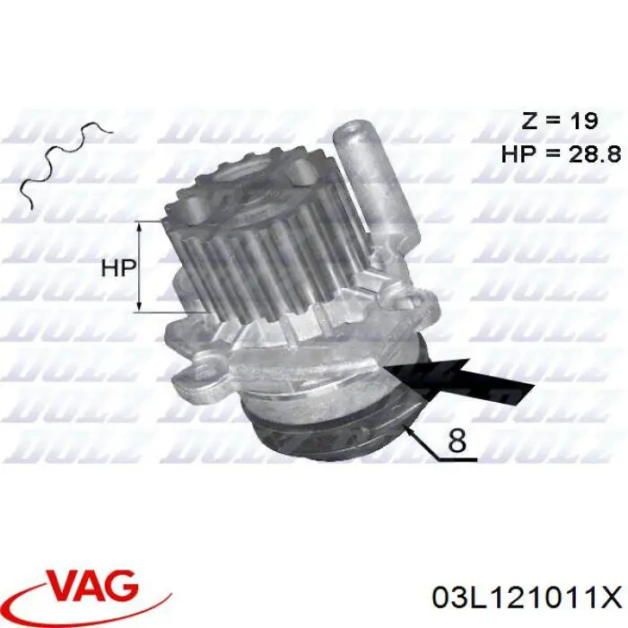 Bombeadora de agua VAG 03L121011X precio, desde 48,48 EUR