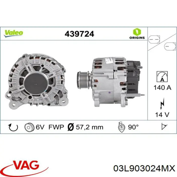 03L903024MX VAG alternador