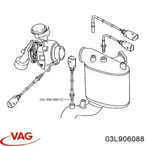 Sensor de temperatura de gases de escape antes de la turbina 03L906088 VAG