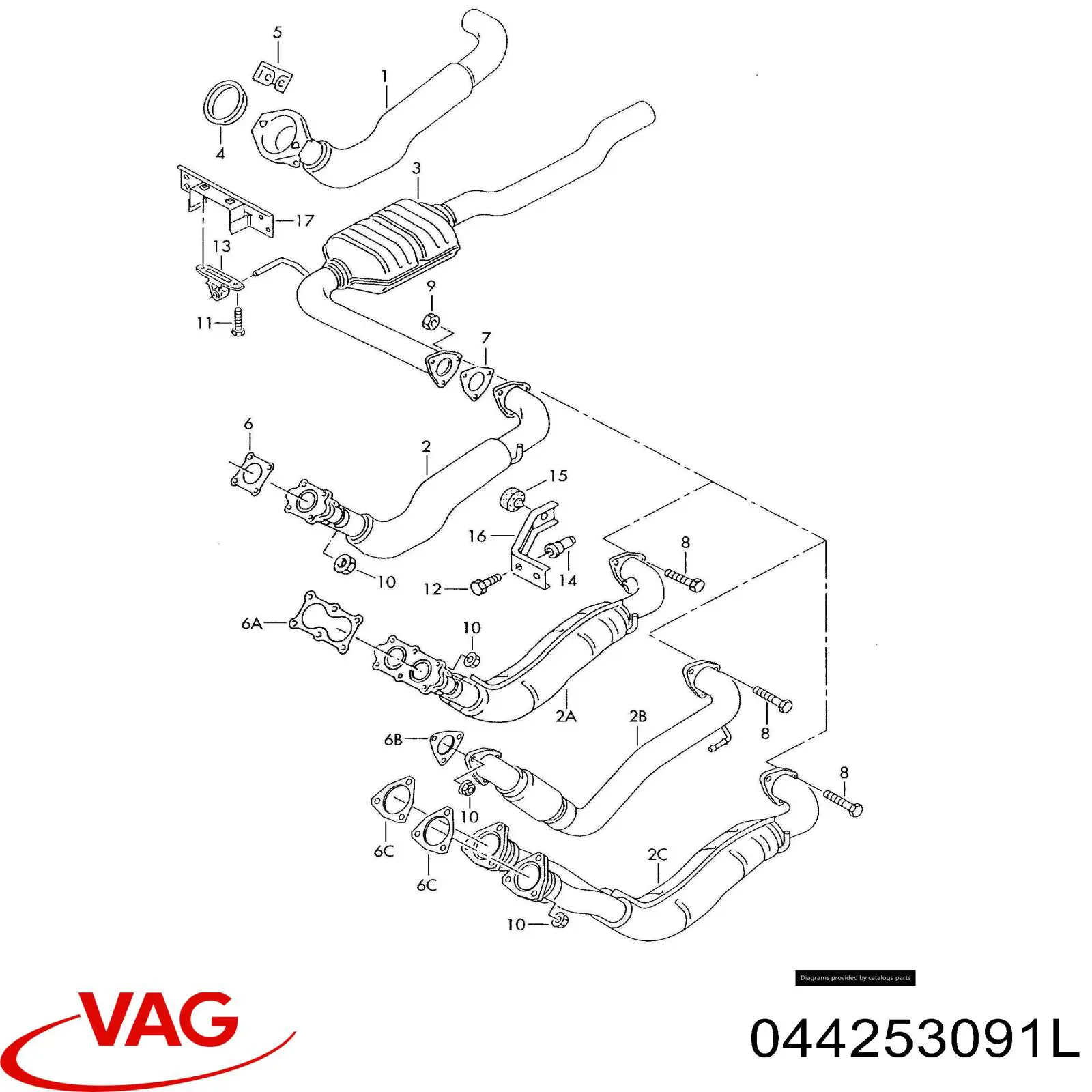 Tubo de escape delantero VAG 044253091L precio, desde 512,62 EUR