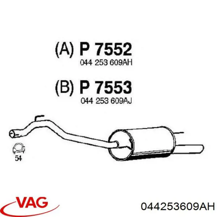 JZW253609BB VAG silenciador posterior