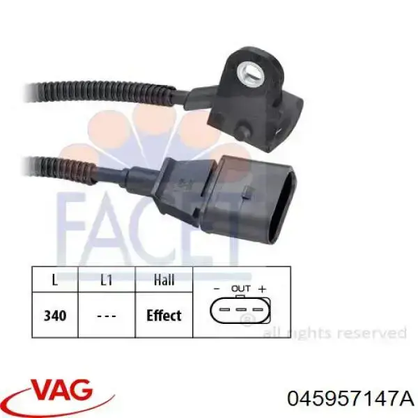 Sensor de árbol de levas 045957147A VAG