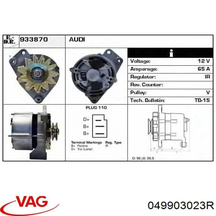 049903023R VAG alternador