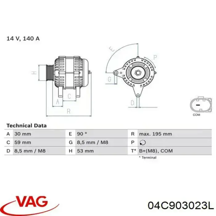 Alternador del motor VAG 04C903023L precio, desde 97,28 EUR