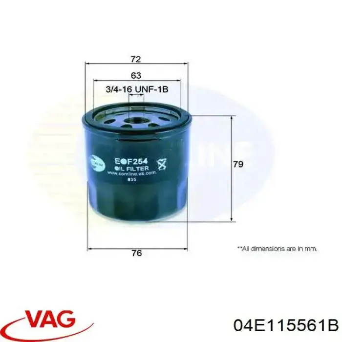 04E115561B VAG filtro de aceite
