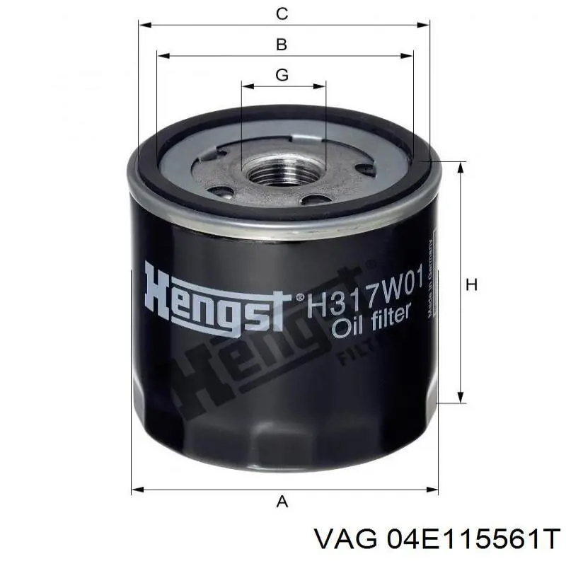 Filtro de aceite 04E115561T VAG