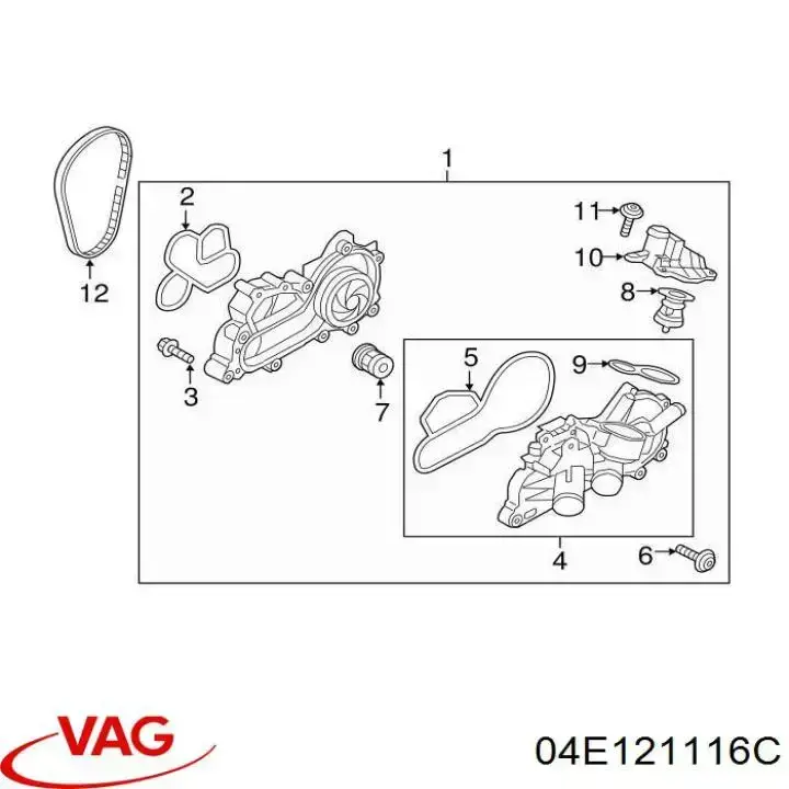 Comprar 04E121117Q VAG Caja de termostato