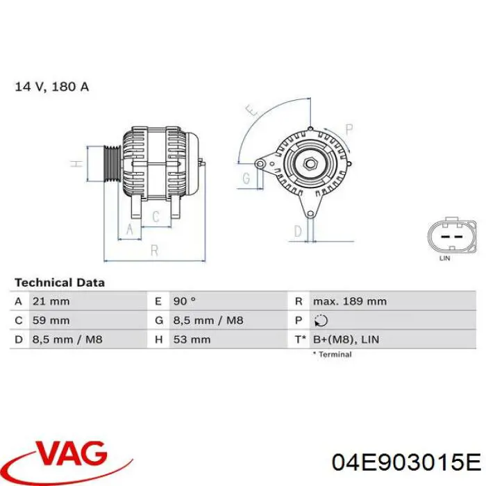 Alternador 04E903015RX VAG