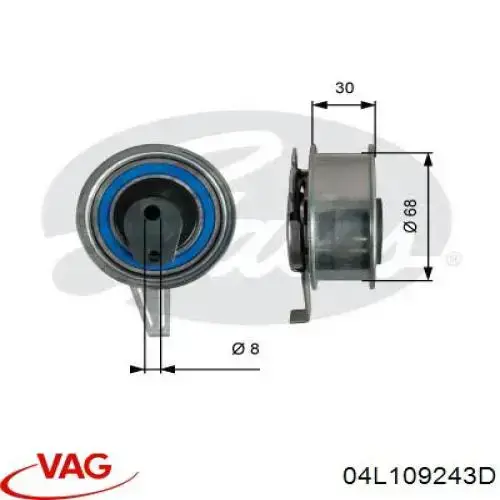 Tensor, correa de distribucion 04L109243D VAG