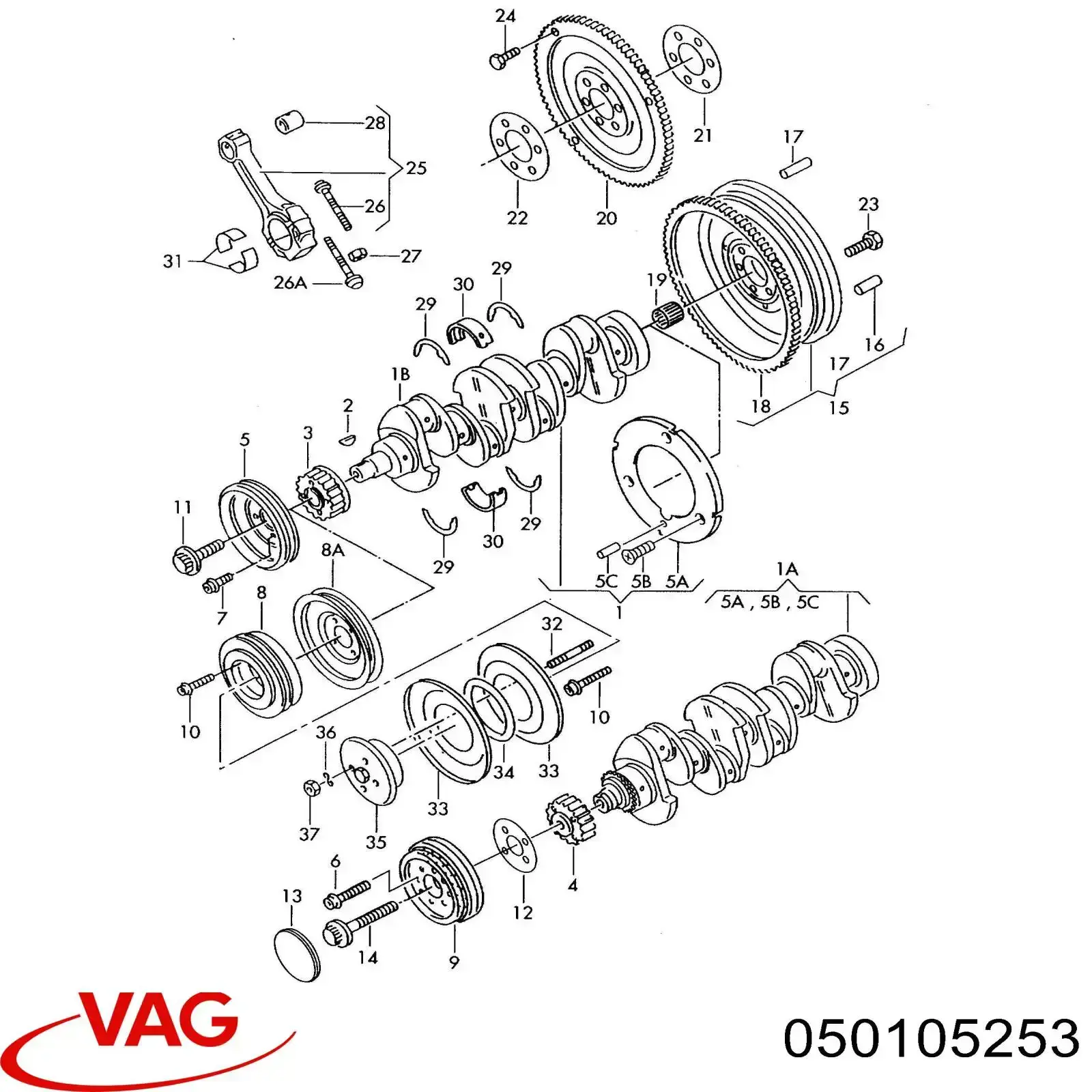 Polea del cigüeñal VAG 050105253 precio, desde  